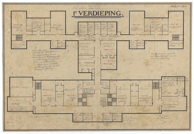 215032 Plattegrond van de eerste verdieping van het Stads- en Academisch Ziekenhuis (Catharijnesingel 15) te Utrecht, ...